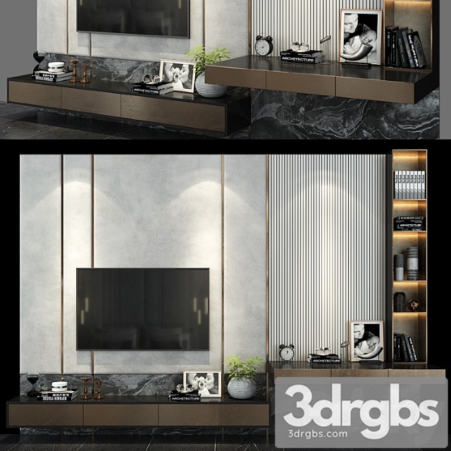 Tv shelf set 119 3dsmax Download - thumbnail 1