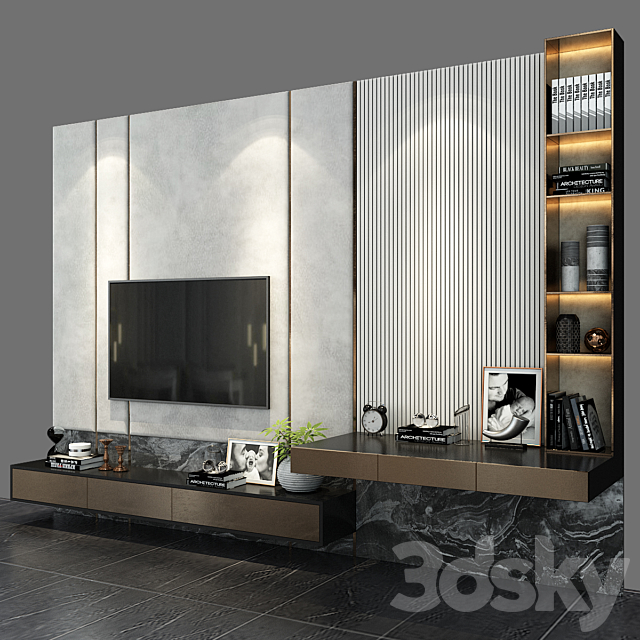 TV shelf set 119 3DSMax File - thumbnail 2