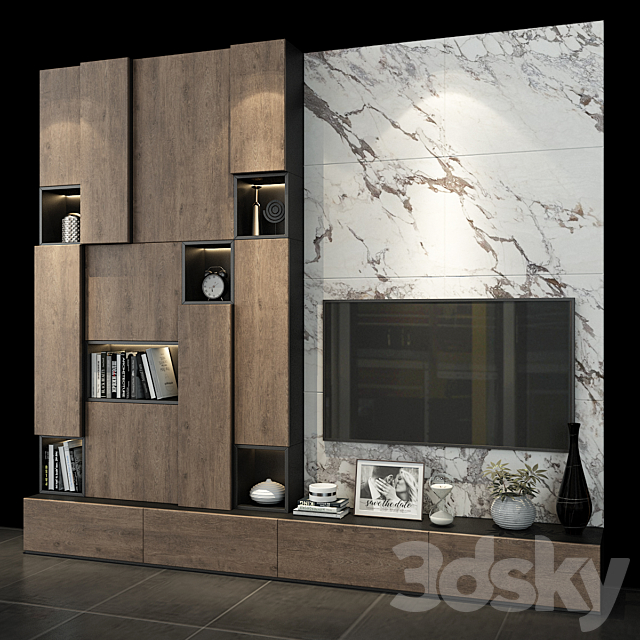 TV shelf set 126 3DS Max Model - thumbnail 2