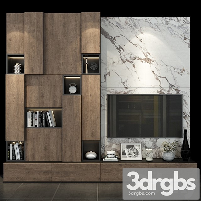 Tv shelf set 126 3dsmax Download - thumbnail 1