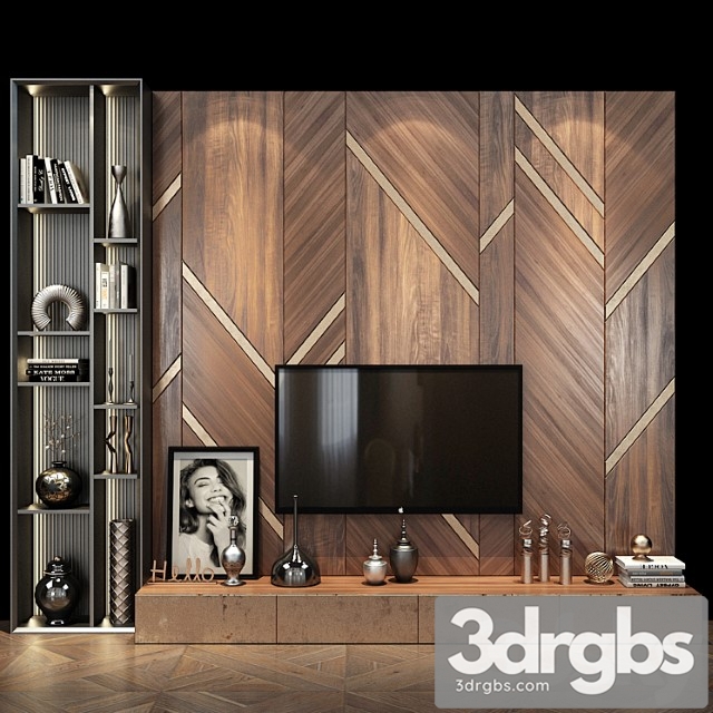 Tv shelf set 312 3dsmax Download - thumbnail 1