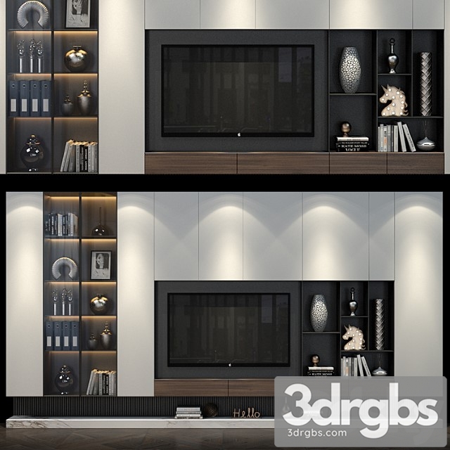 TV Shelf Set 313 3dsmax Download - thumbnail 1