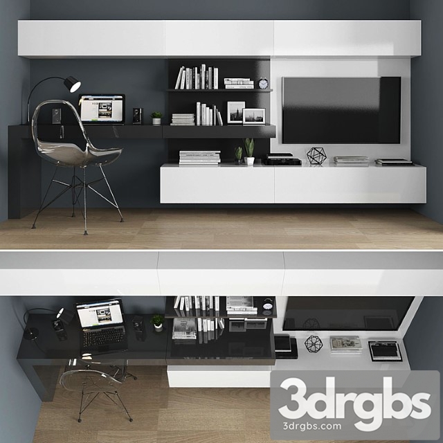 Tv stand set 015 3dsmax Download - thumbnail 1