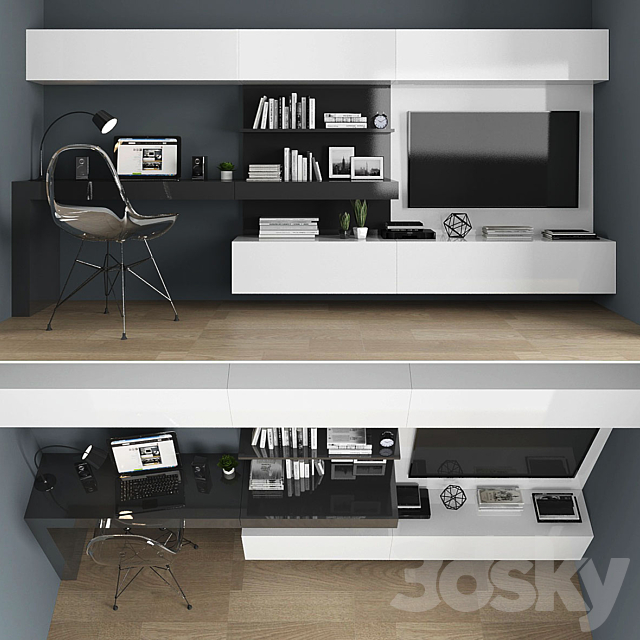 TV stand set 015 3DSMax File - thumbnail 1