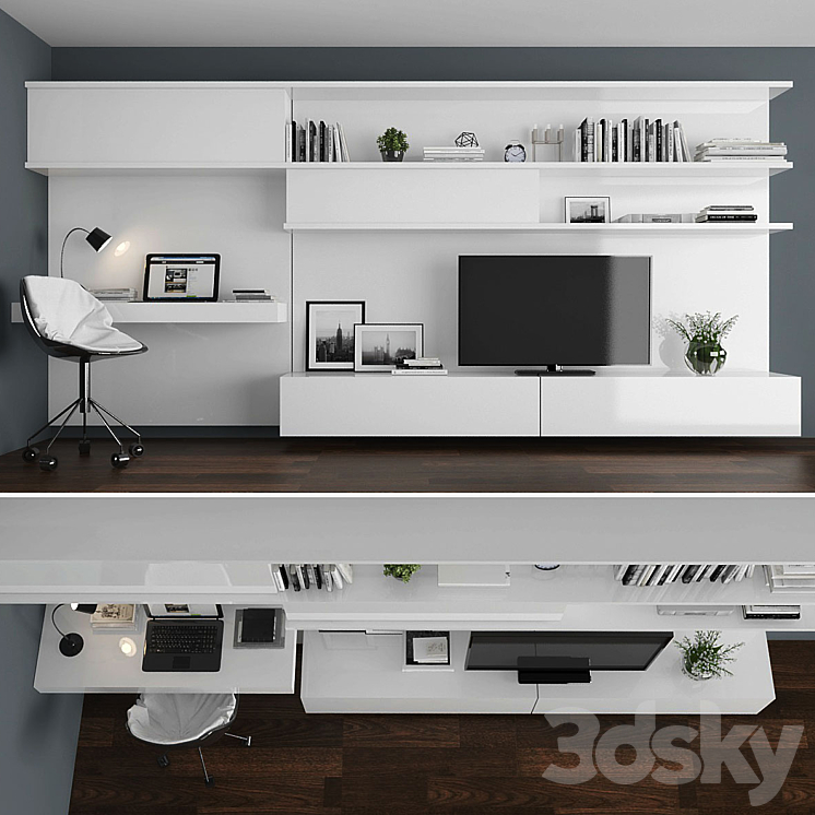 TV stand set 027 3DS Max - thumbnail 1