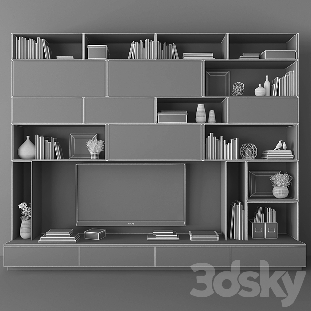 TV stand set 041 3DS Max Model - thumbnail 3