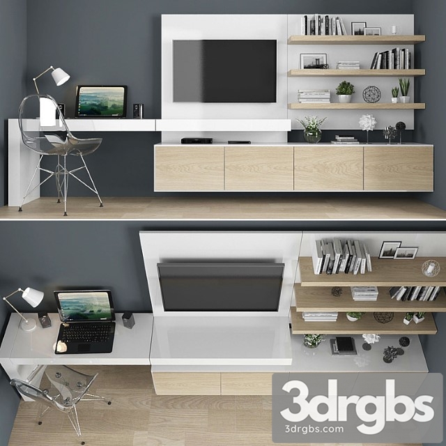 Tv stand set 05 3dsmax Download - thumbnail 1