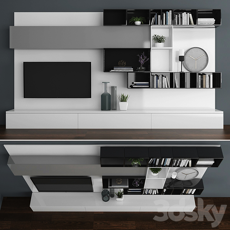 TV stand set 059 3DS Max - thumbnail 1