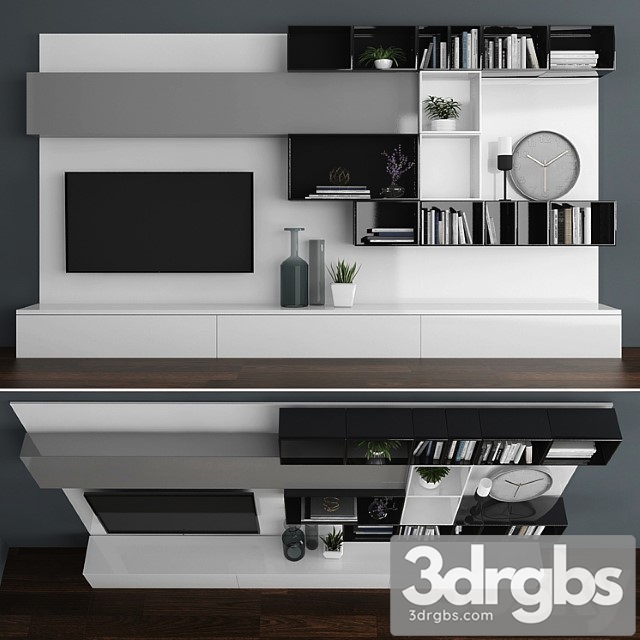 TV Stand Set 059 3dsmax Download - thumbnail 1