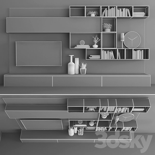 TV stand set 059 3DSMax File - thumbnail 3