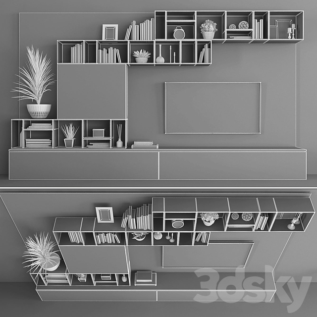 Tv stand set 085 3DS Max Model - thumbnail 3