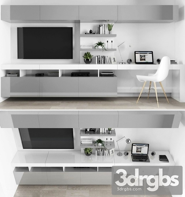 TV Stand Set 2 3dsmax Download - thumbnail 1