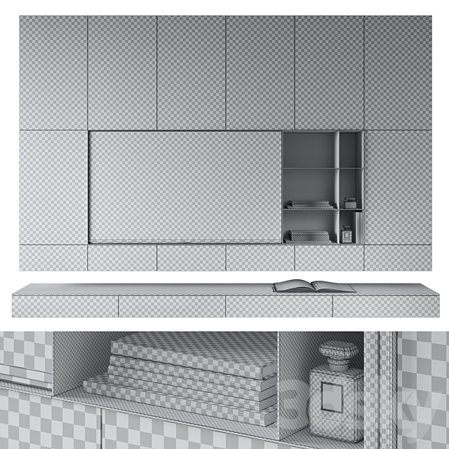 TV wall 0005 3DS Max Model - thumbnail 7