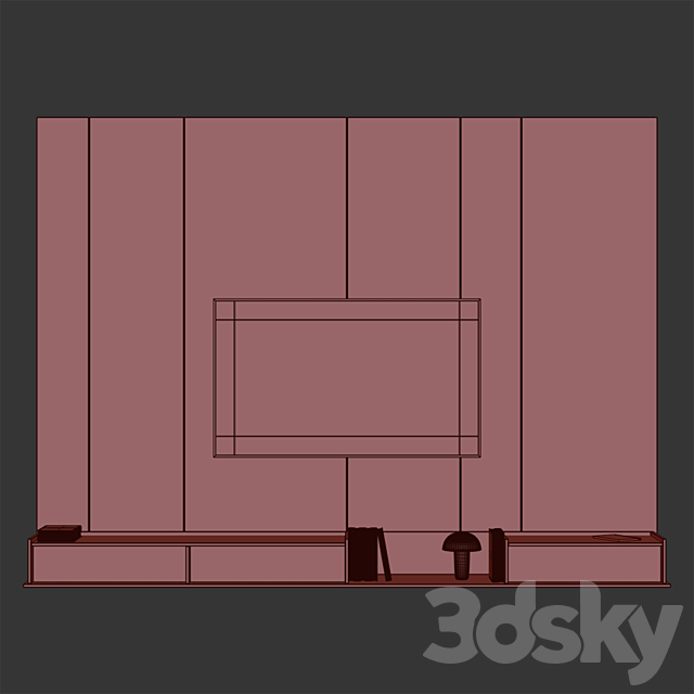 TV wall 006 3DS Max Model - thumbnail 7