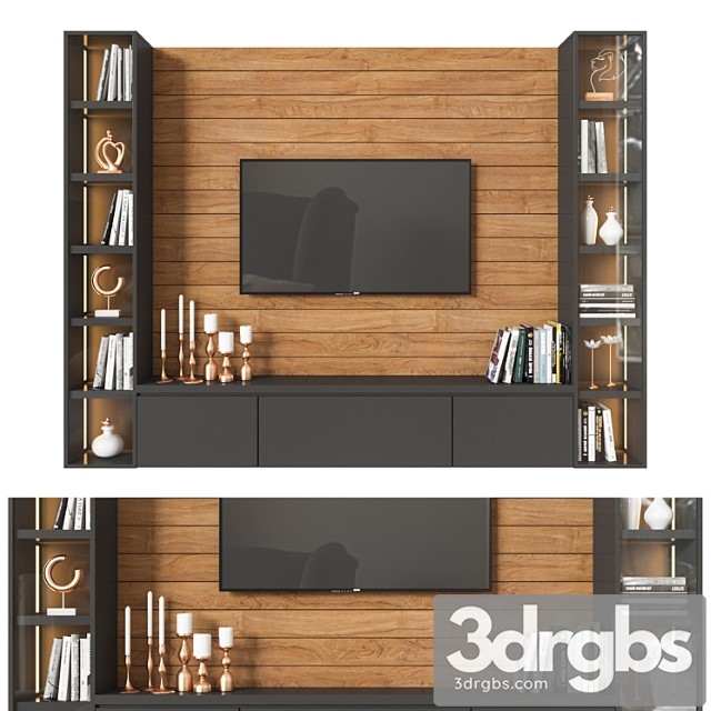 TV Wall 02 16 3dsmax Download - thumbnail 1