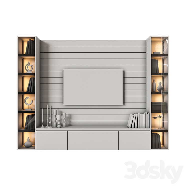 TV Wall 02 3DS Max Model - thumbnail 2