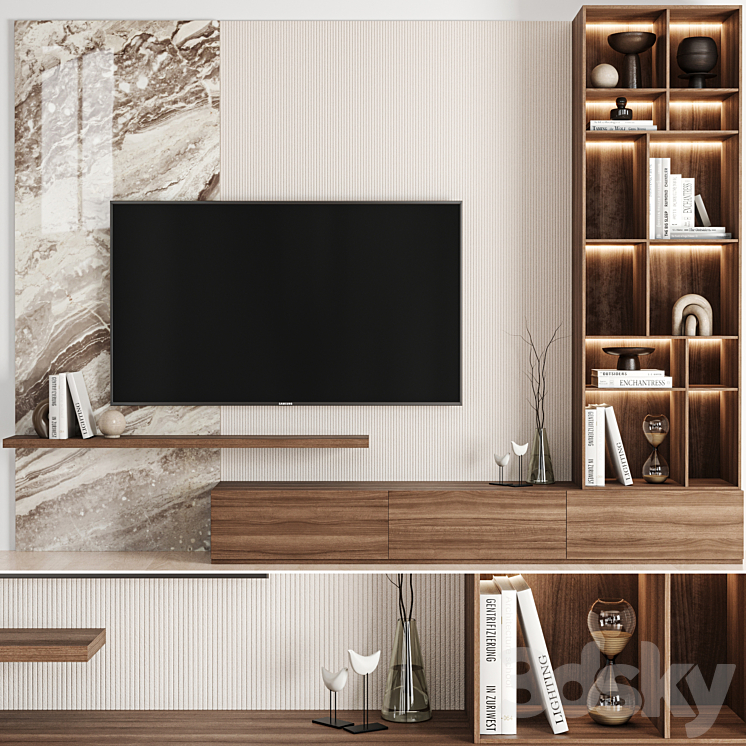 TV Wall 02 3DS Max Model - thumbnail 1