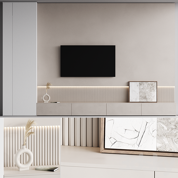 TV wall 02 3DS Max Model - thumbnail 1