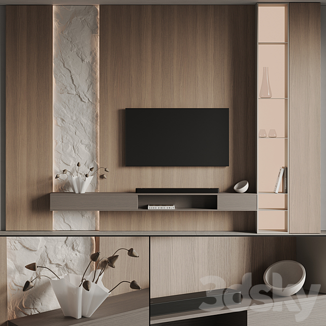 TV Wall 02 3DS Max Model - thumbnail 2