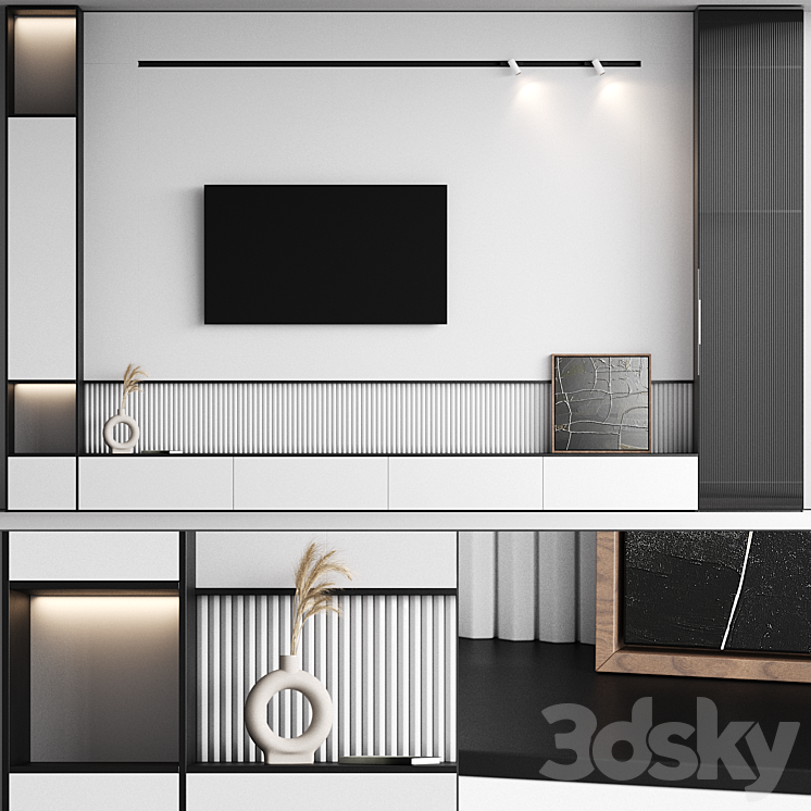 TV wall 03 3DS Max Model - thumbnail 1