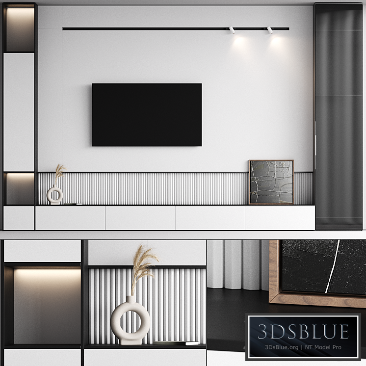 TV wall 03 3DS Max - thumbnail 3