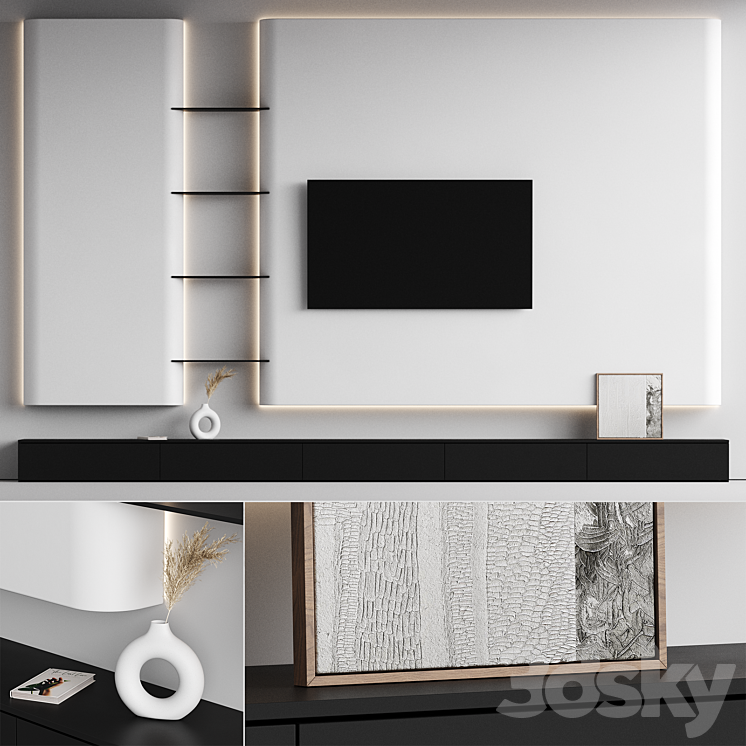 TV wall 04 3DS Max Model - thumbnail 1