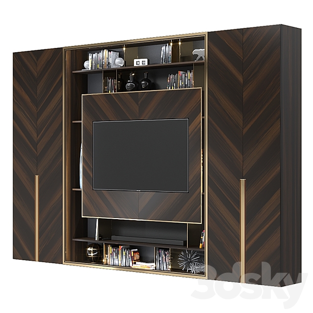 TV wall 041. (3 sizes) 3DS Max Model - thumbnail 2