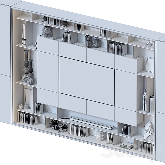 TV wall 041. (3 sizes) 3DS Max Model - thumbnail 4