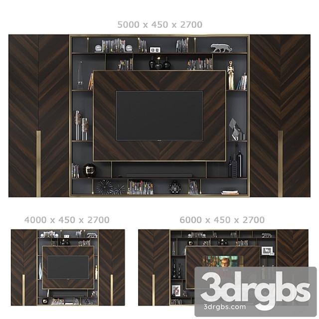 TV Wall 041 3 sizes 3dsmax Download - thumbnail 1