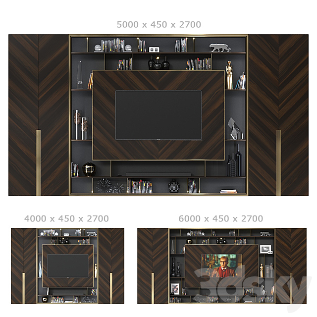 TV wall 041. (3 sizes) 3DSMax File - thumbnail 1