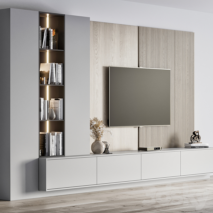 Tv wall 09 3DS Max Model - thumbnail 2