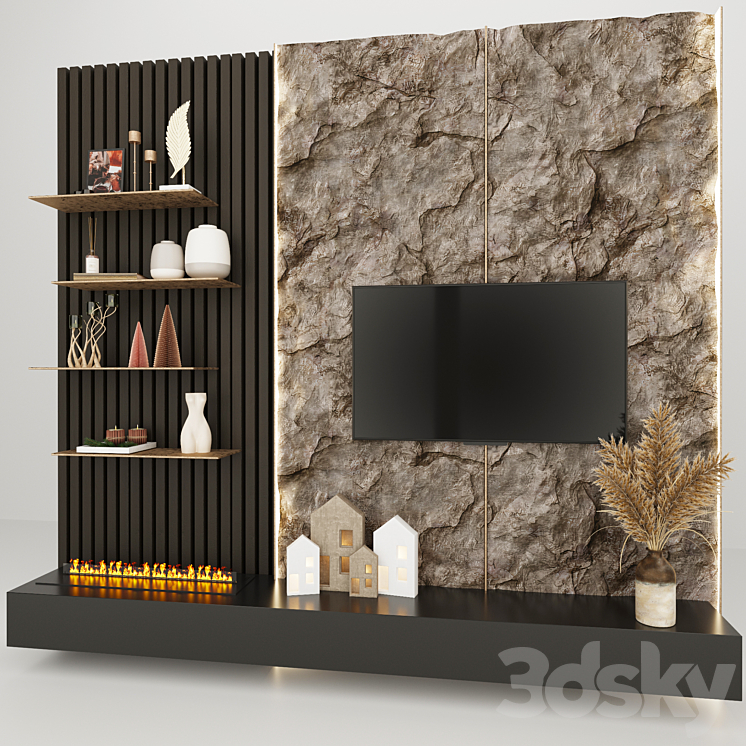 TV wall 1 3DS Max Model - thumbnail 2