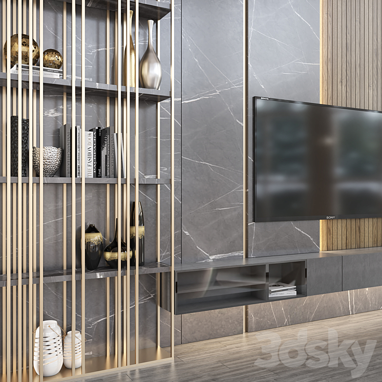 tv wall 10 3DS Max - thumbnail 2