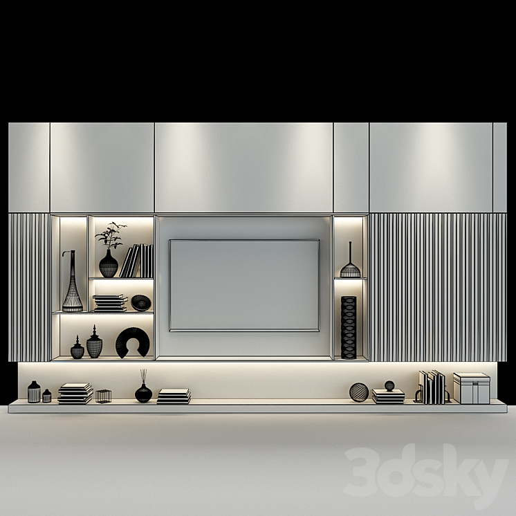 TV Wall 163 3DS Max - thumbnail 2