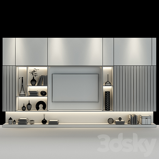 TV Wall 163 3DS Max Model - thumbnail 2