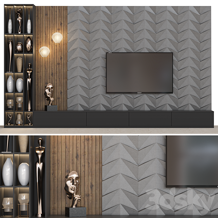 Tv Wall 25 3DS Max Model - thumbnail 1