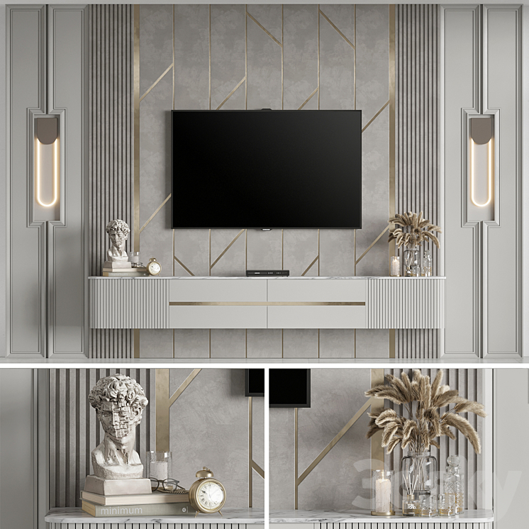 TV Wall 32 3DS Max Model - thumbnail 1