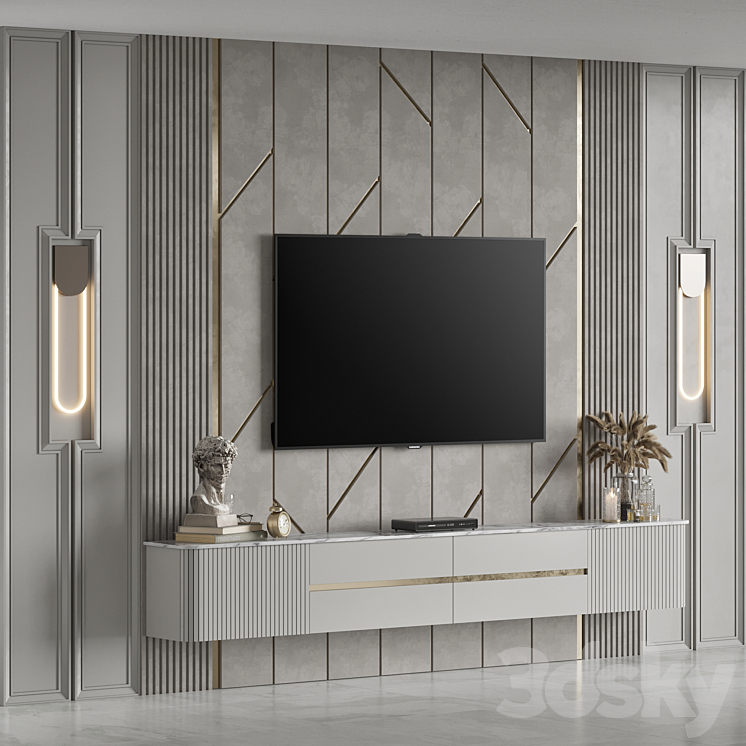 TV Wall 32 3DS Max Model - thumbnail 2