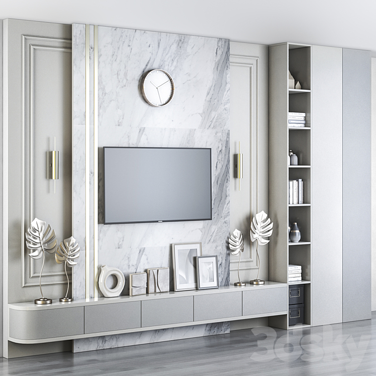 TV wall 3DS Max Model - thumbnail 1