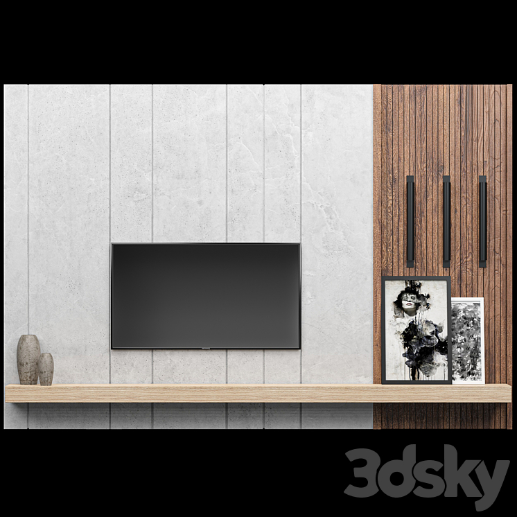 Tv Wall 3DS Max - thumbnail 1