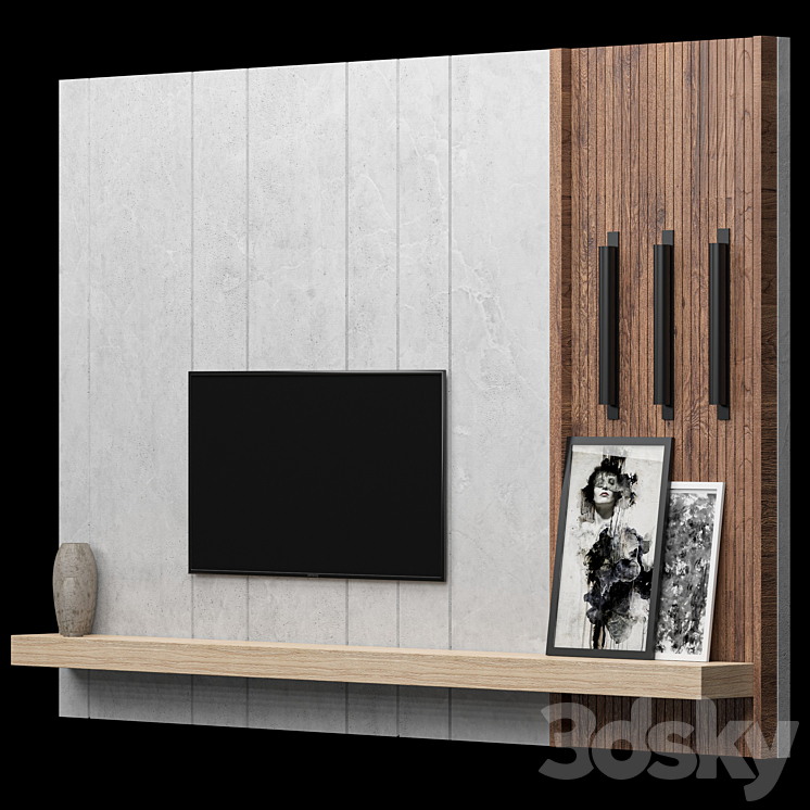 Tv Wall 3DS Max - thumbnail 2