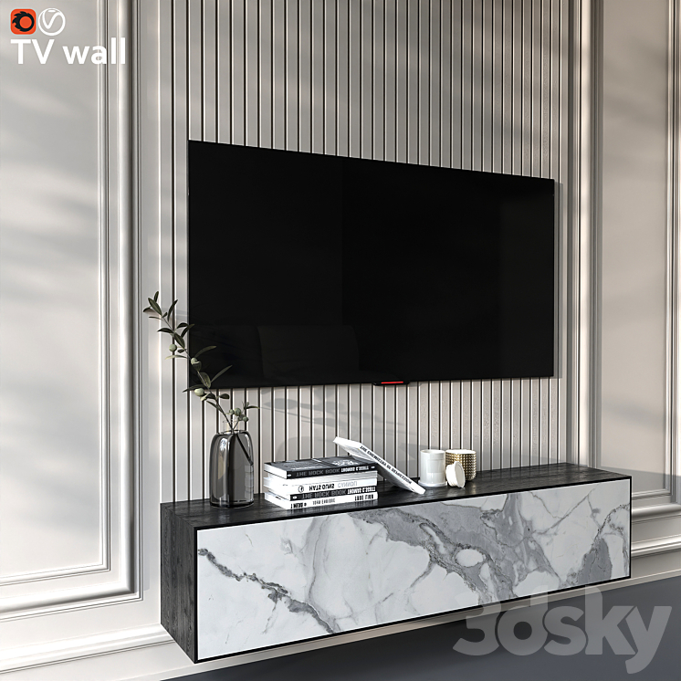 TV wall 3DS Max - thumbnail 2