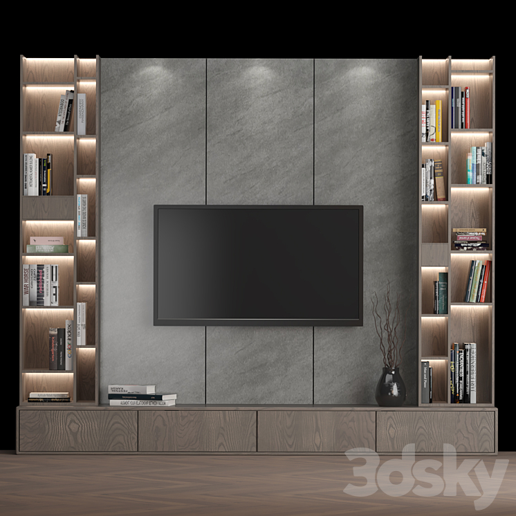 tv wall 3DS Max - thumbnail 1