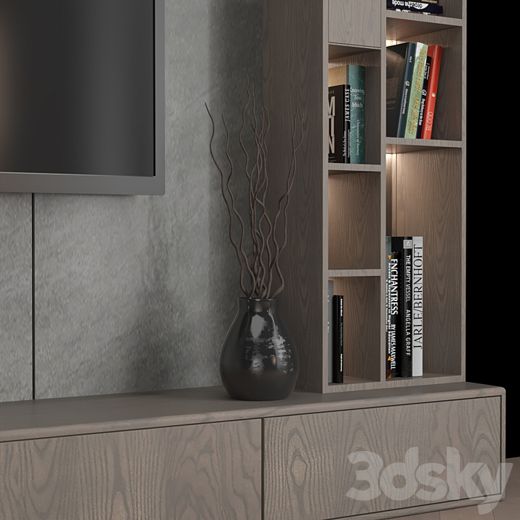 tv wall 3DS Max - thumbnail 2