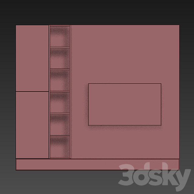 TV wall 3DS Max Model - thumbnail 2