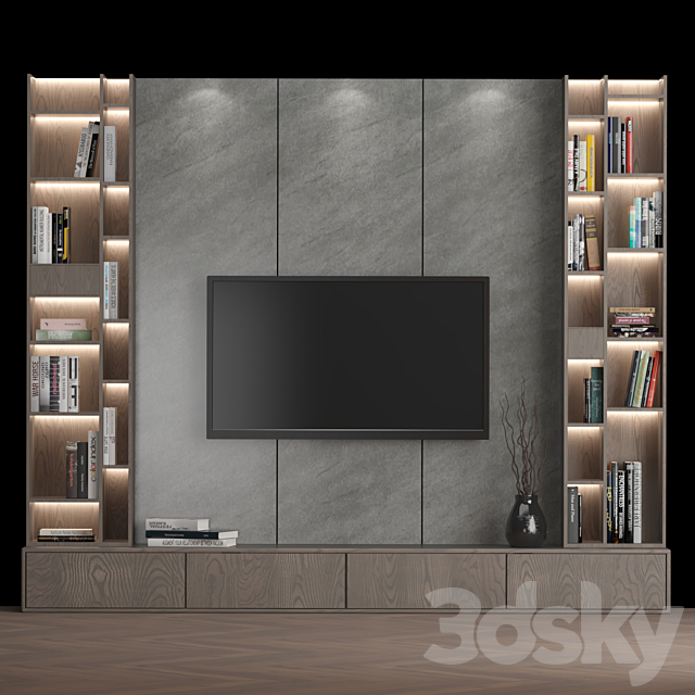 tv wall 3DS Max Model - thumbnail 1