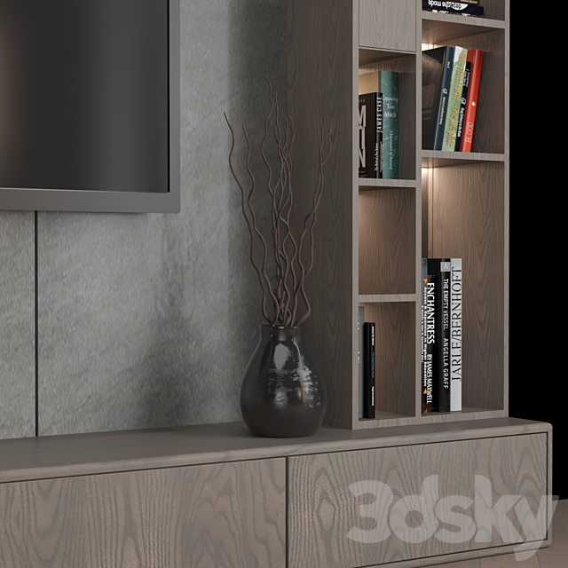 tv wall 3DS Max Model - thumbnail 2