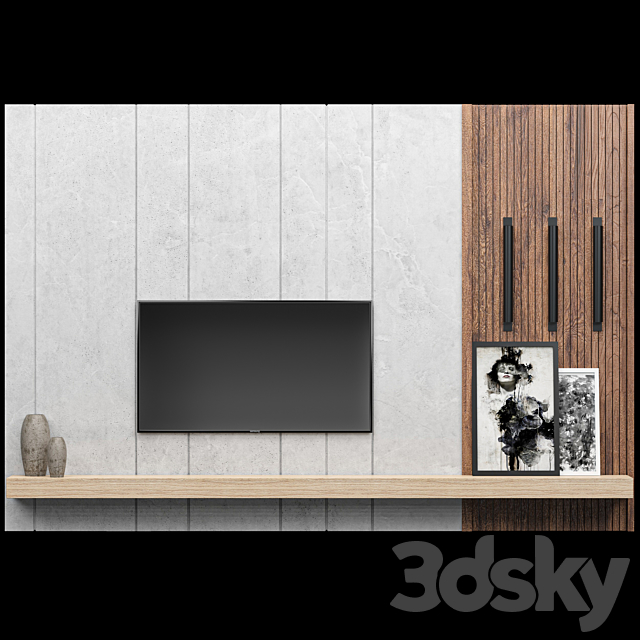 Tv Wall 3DSMax File - thumbnail 1