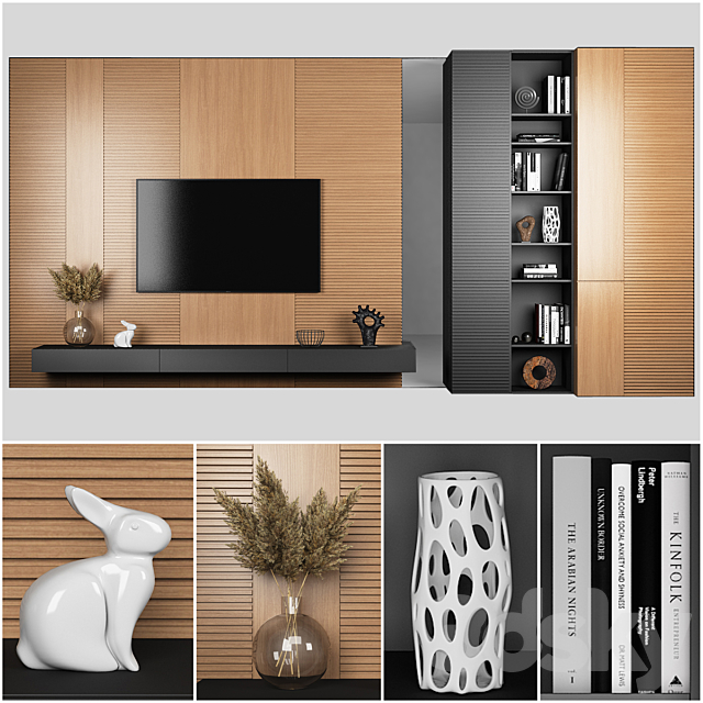 TV Wall 5 3DS Max Model - thumbnail 1