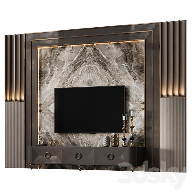 TV Wall 58 3ds Max - thumbnail 1